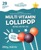 Andy Anand Sugar-Free Multivitamin Lollipops (29-31 ct, 8.8 oz) | Real Fruit Juice, Kids Multivitamin Pops | Local SoCal Bakery